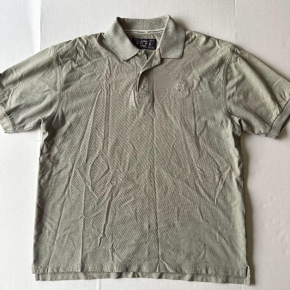 FORE Original Golfwear Polo Shirt Men Size L Gray Short Sleeve Golf Classic VTG